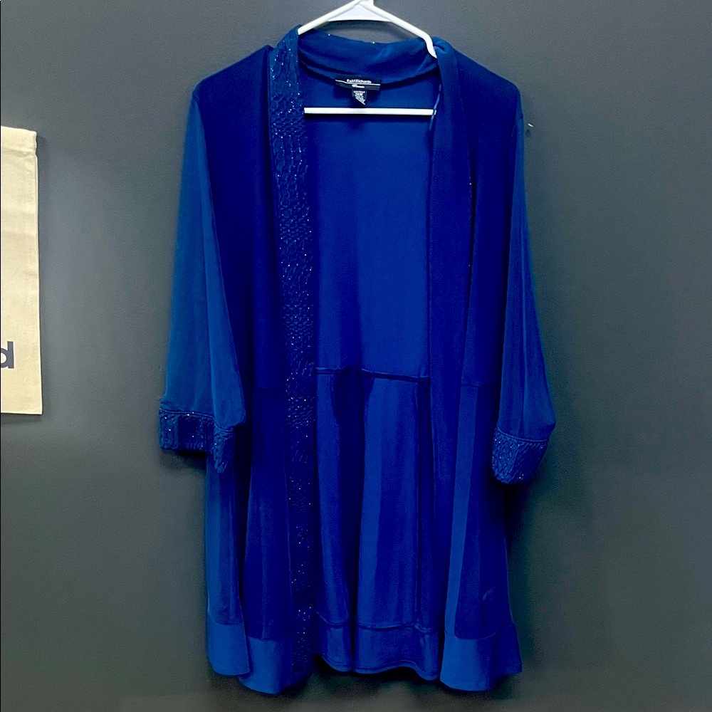 R&M Richards Navy Sheer Kimono Cardigan